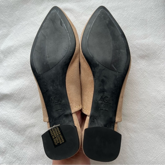 New AGL Microstudded Top Zip Suede Mule in Tan - Picture 6 of 12